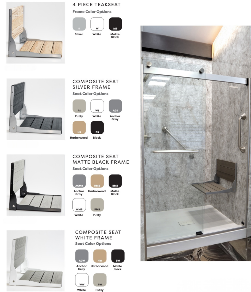 one day bath shower seat color and material selections