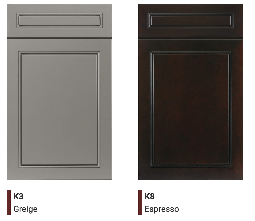 Transitional kitchen cabinet color options- greige and espresso