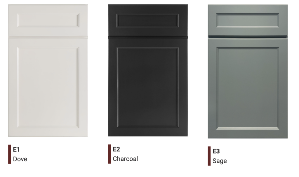 Transitional kitchen cabinet color options dove, charcoal, and sage 